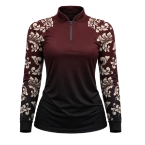 Camisa Feminina Floral Bordo com proteção solar Uv50+