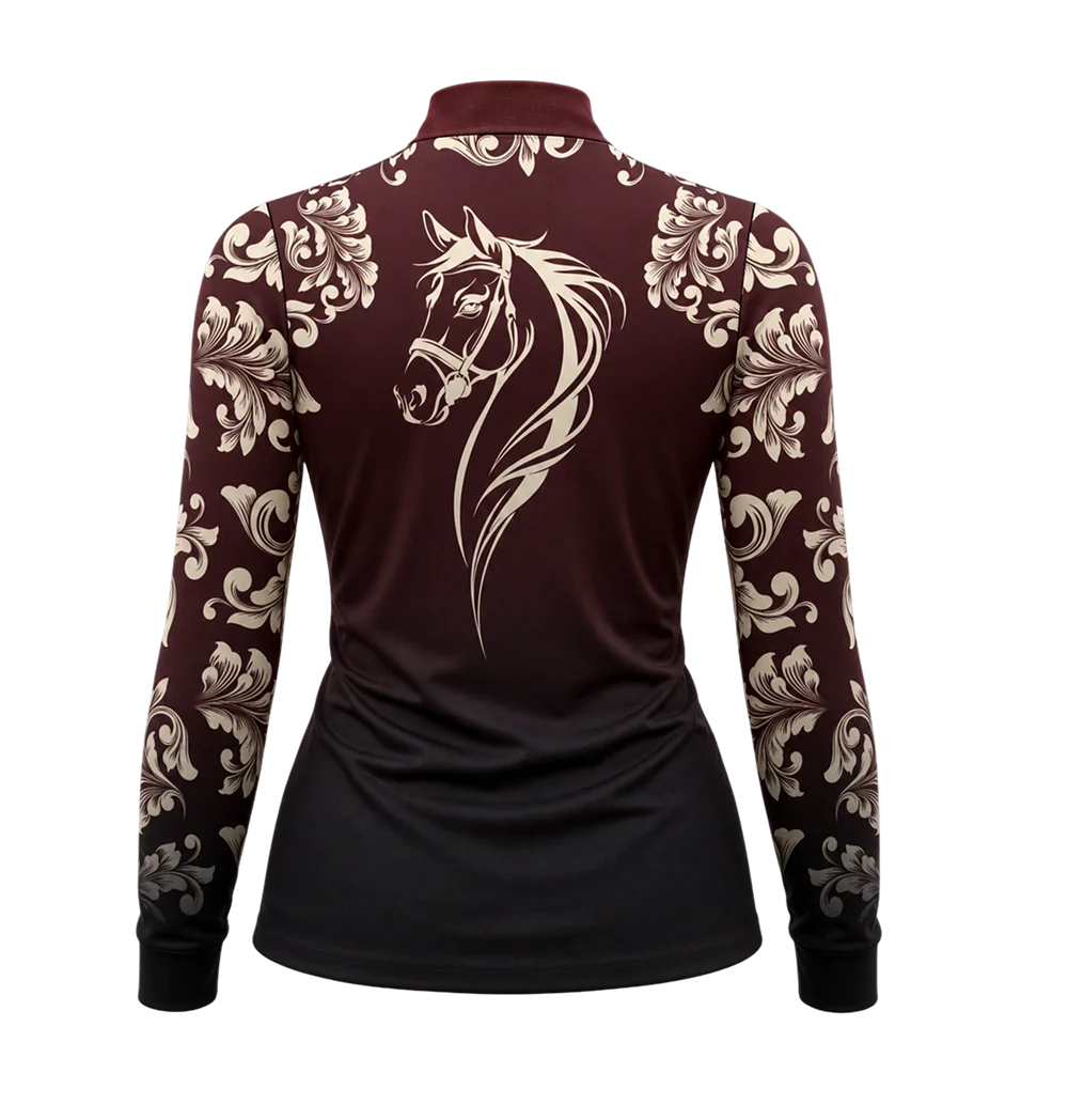 Camisa Feminina Floral Bordo com proteção solar Uv50+ - Imagem 2