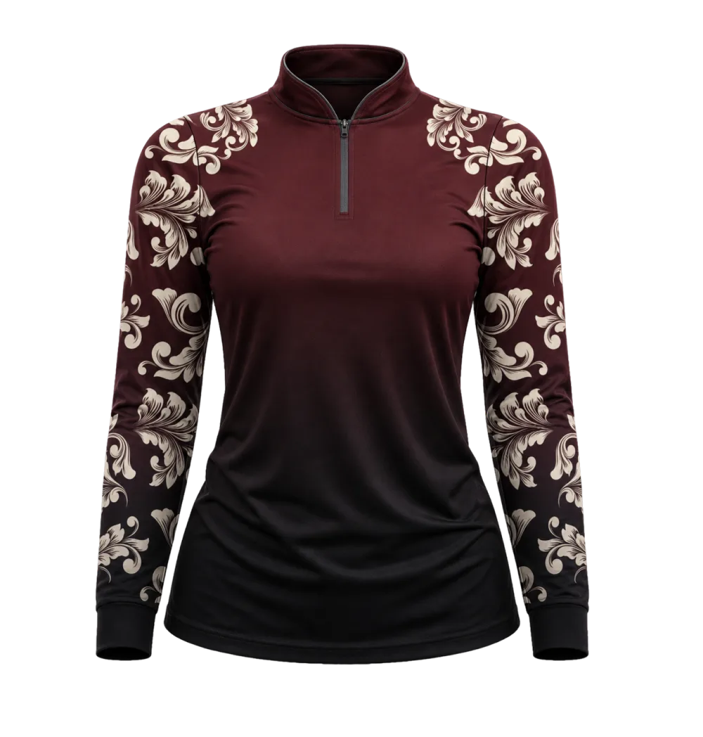 Camisa Feminina Floral Bordo com proteção solar Uv50+