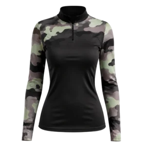 Camisa Feminina Camuflada Verde com proteção solar Uv50+