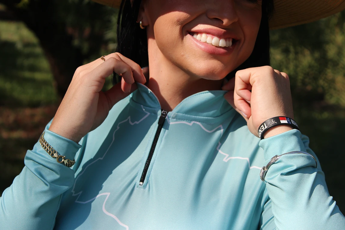 Camisa Feminina Fé Nossa Senhora Verde com proteção solar Uv50+ - Imagem 5
